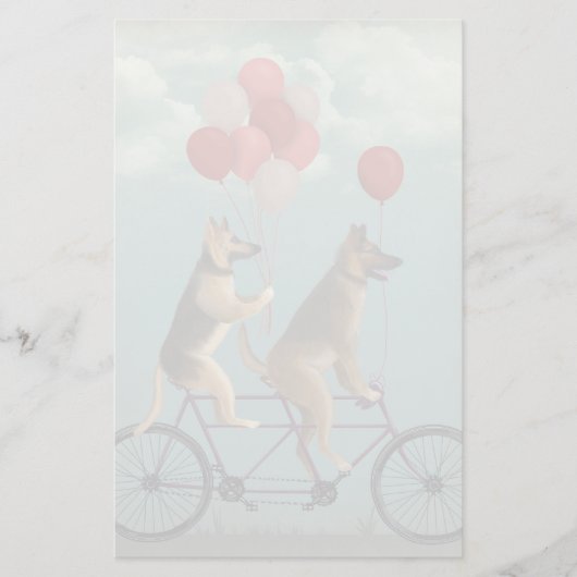 German Shepherd Tandem Briefpapier (Voorkant)