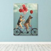 German Shepherd Tandem Canvas Afdruk (Insitu (Houten vloer))