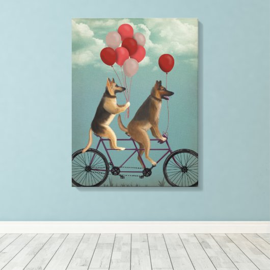 German Shepherd Tandem Canvas Afdruk (Insitu (Houten vloer))