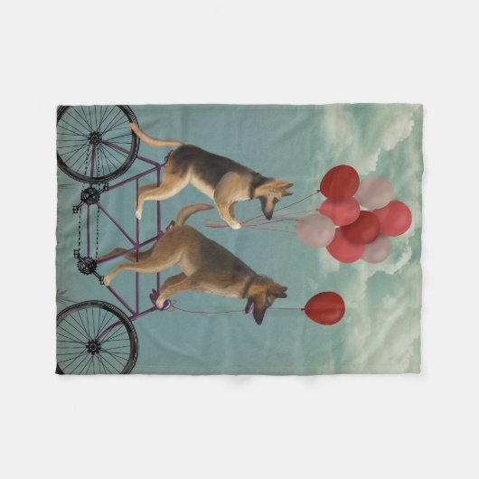 German Shepherd Tandem Fleece Deken (Voorkant (Horizontaal))