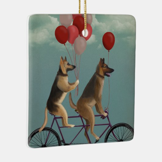 German Shepherd Tandem Keramisch Ornament (Rechts)