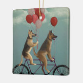 German Shepherd Tandem Keramisch Ornament (Links)