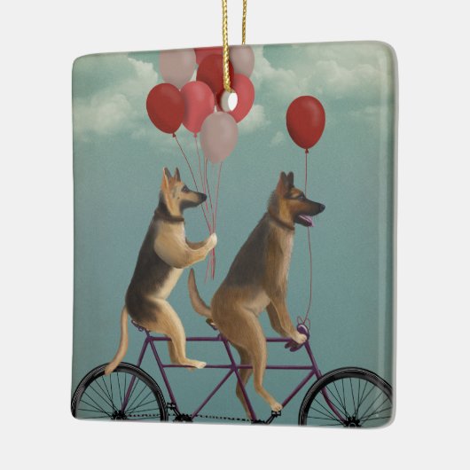 German Shepherd Tandem Keramisch Ornament (Links)
