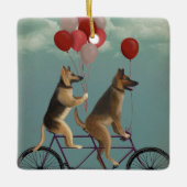 German Shepherd Tandem Keramisch Ornament (Voorkant)