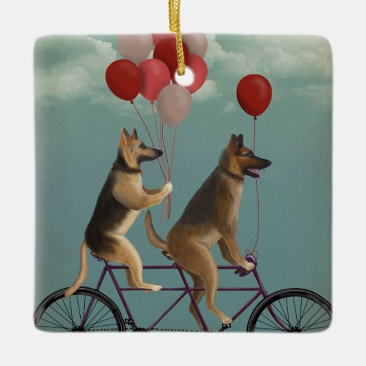 German Shepherd Tandem Keramisch Ornament (Voorkant)