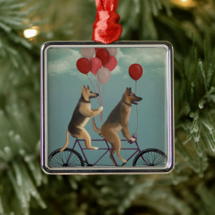 German Shepherd Tandem Metalen Ornament