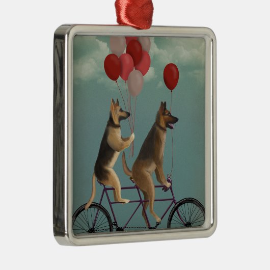 German Shepherd Tandem Metalen Ornament (Rechts)