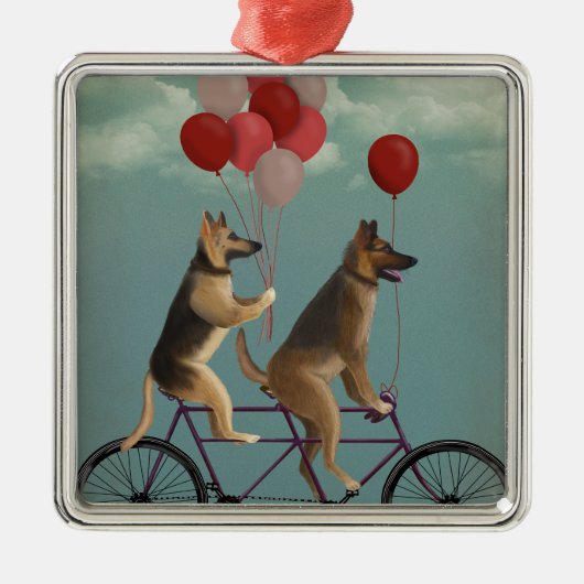 German Shepherd Tandem Metalen Ornament (Voorkant)