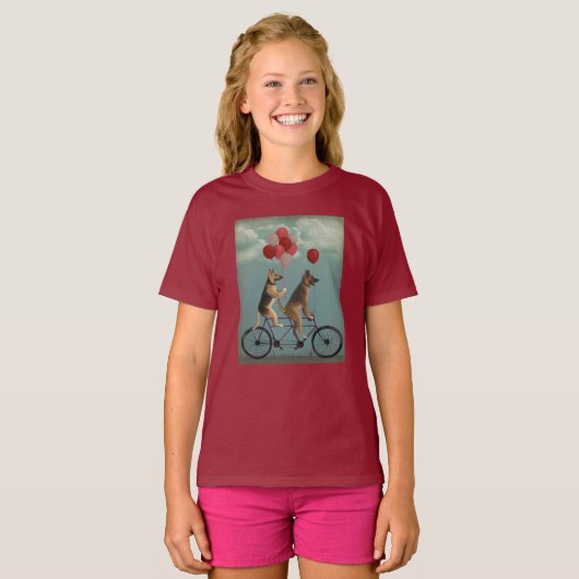 German Shepherd Tandem T-shirt (Voorkant volledig)