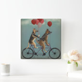 German Shepherd Tandem Vierkante Klok (Huis)