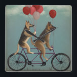 German Shepherd Tandem Vierkante Klok<br><div class="desc">German Shepherd Tandem door Fabfunky. Hij is uitgerust met Duitse Shepards op een fiets in een grillige,  steampunkstijl.  | 192034D</div>