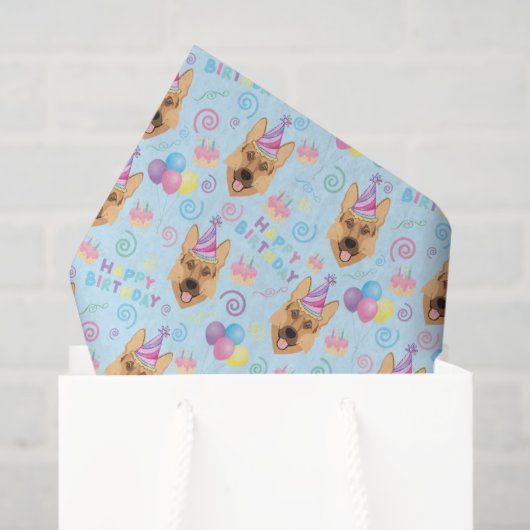 German Shepherd Tissue Paper in Blue Tissuepapier (Cadeauzakje)