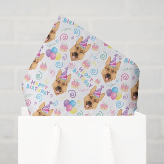 German Shepherd Tissue Paper in White Tissuepapier (Cadeauzakje)