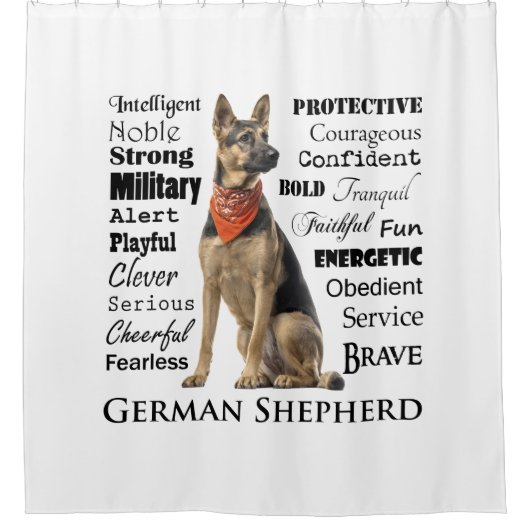 German Shepherd Traits Shower Curtain Douchegordijn (Voorkant)