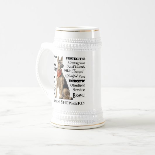 German Shepherd Traits Stein Bierpul (Voorkant links)