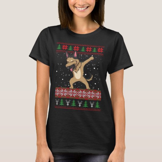 German Shepherd Ugly Christmas Sweater T-shirt (Voorkant)