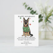 German Shepherd Ugly Sweater Candy Cane Glasses Feestdagenkaart (Staand voorkant)