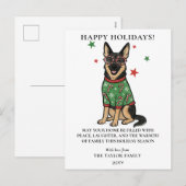 German Shepherd Ugly Sweater Candy Cane Glasses Feestdagenkaart (Voorkant / Achterkant)