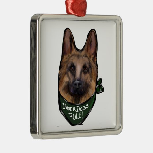 German Shepherd Underdog Metalen Ornament (Rechts)