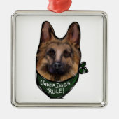 German Shepherd Underdog Metalen Ornament (Voorkant)