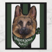 German Shepherd Underdog Wijn Etiket (Enkel label)