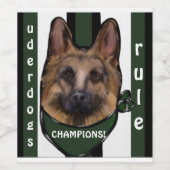 German Shepherd Underdog Wijn Etiket (Enkel label)