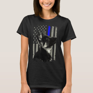 German Shepherd Unit Thin Blue Line Flag Police T-shirt