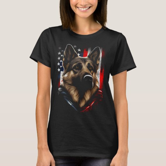 German Shepherd US Flag America USA German Shepher T-shirt (Voorkant)