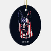 German Shepherd USA Flag Custom Keramisch Ornament (Rechts)