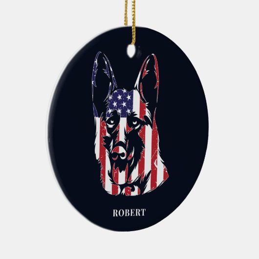 German Shepherd USA Flag Custom Keramisch Ornament (Rechts)