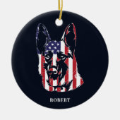 German Shepherd USA Flag Custom Keramisch Ornament (Voorkant)
