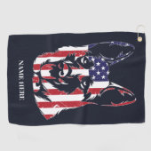 German Shepherd USA Flag Golfhanddoek (Horizontaal)