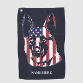 German Shepherd USA Flag Golfhanddoek (Voorkant)