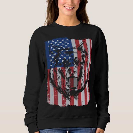 German Shepherd USA Merica Flag Retro Trui (Voorkant)