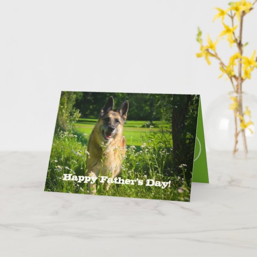 German Shepherd Vaderdag Kaart (Gele Bloem)