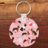 German Shepherd Valentijn Pattern Sleutelhanger (Voorkant)