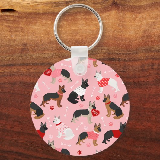 German Shepherd Valentijn Pattern Sleutelhanger (Voorkant)