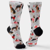 German Shepherd Valentijn Pattern Socks Sokken (Gebogen)