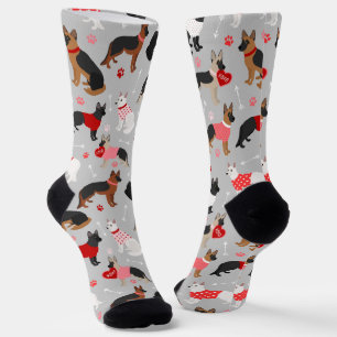 German Shepherd Valentijn Pattern Socks Sokken