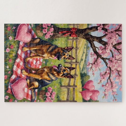 German Shepherd Valentine’s Day Art Legpuzzel (Horizontaal)