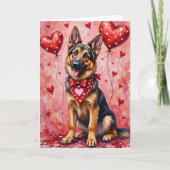 German Shepherd Valentine’s Day Dog with Hearts Kaart (Voorkant)