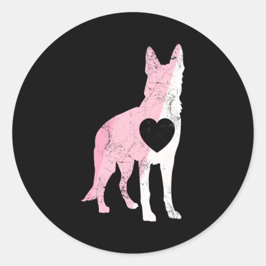 German Shepherd Valentines Day Cud Love Dog _1  Ronde Sticker (Voorkant)