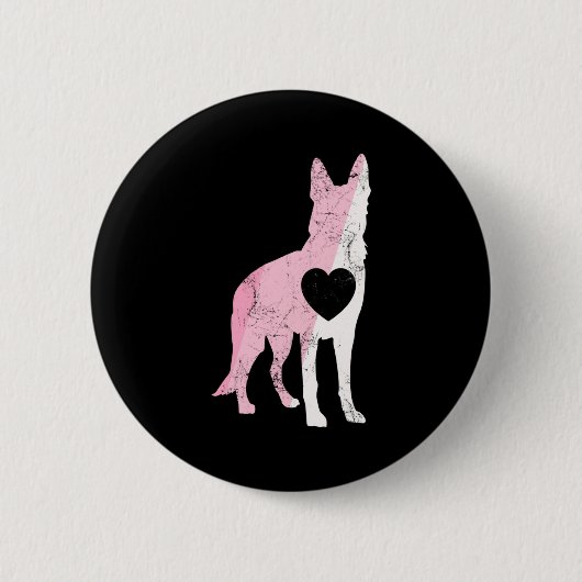 German Shepherd Valentines Day Cud Love Dog  Ronde Button 5,7 Cm (Voorkant)