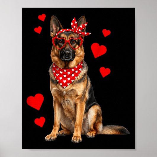 German Shepherd Valentines Day Dog Lover Heart  Poster (Voorkant)
