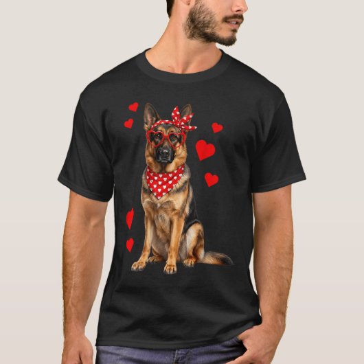 German Shepherd Valentines Day Dog Lover Heart T-shirt (Voorkant)