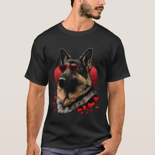 German Shepherd Valentines Day Dog Mom  Dad Love V T-shirt (Voorkant)