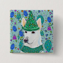 GERMAN SHEPHERD VIERKANTE BUTTON 5,1 CM