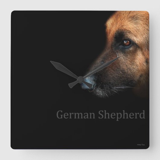 German Shepherd Vierkante Klok (Voorkant)