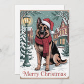 German Shepherd vintage Christmas  Feestdagenkaart (Voorkant / Achterkant)