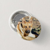 German Shepherd Wake Up, Key Ring Ronde Button 3,2 Cm (Voorkant /achterkant)